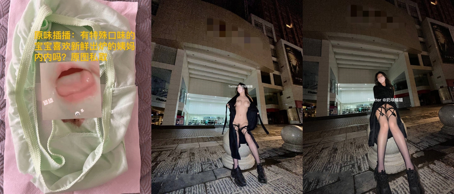 顶级身材反差网红！卖原味又好色喜欢露出的推特女神【奶球喵喵】付费私拍，步行街商场人前极限露出，被四眼主人调教啪啪 - 内容 2